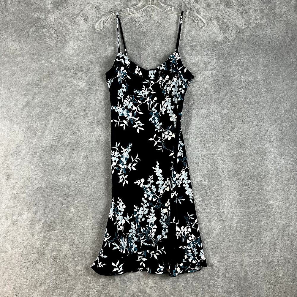 Vintage Y2K Byer Too Mini Dress Womens M Black Floral Babydoll Ruffle USA